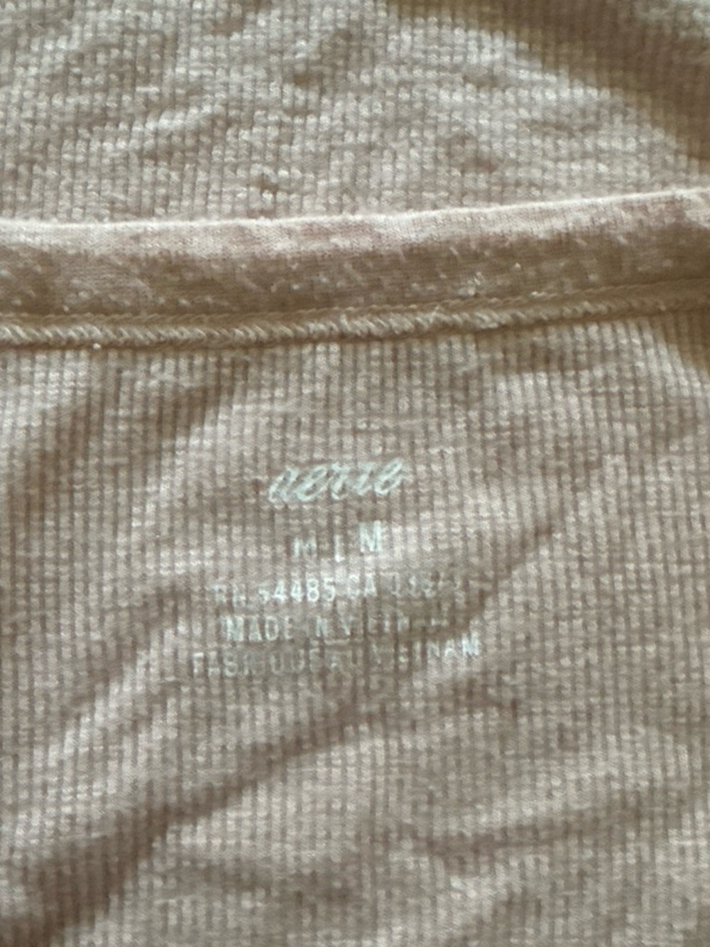 aerie Pale Pink Ribbed Henley Tank - Picture 3 of 3